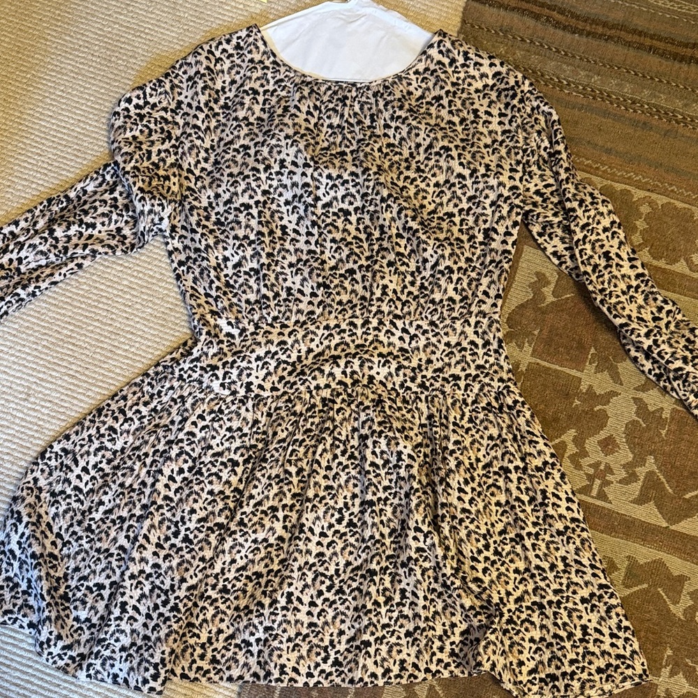 Rebecca Taylor Black and Cream Long Sleeve Dress
